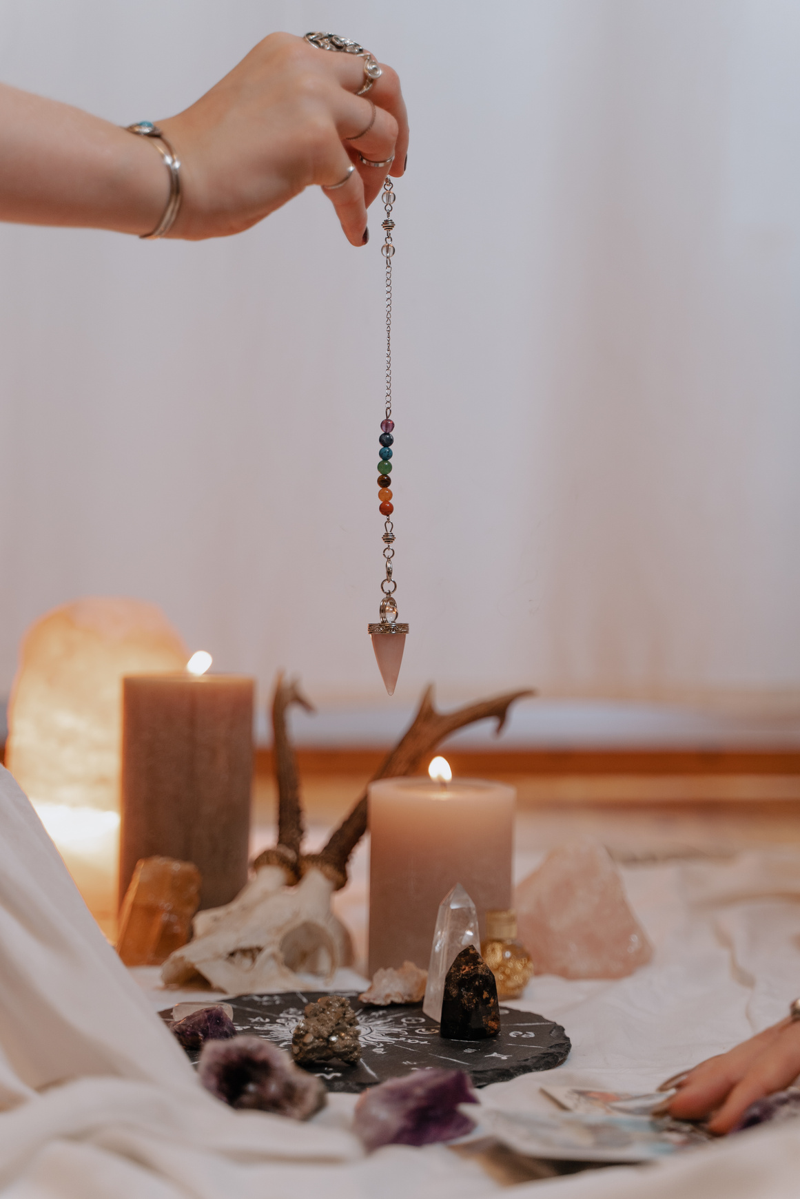 Divination Ritual with Pendulum, Crystals, and Tarot Cards